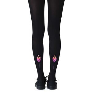 Zohara Geometric Flower Tights ZOF374 Women Blackmulti